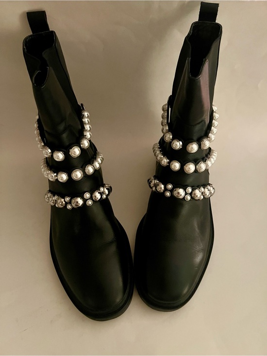 Zara Shoes - Zara Black Ankle Boots with Faux Pearl Accents , Size 8 (EU 39)